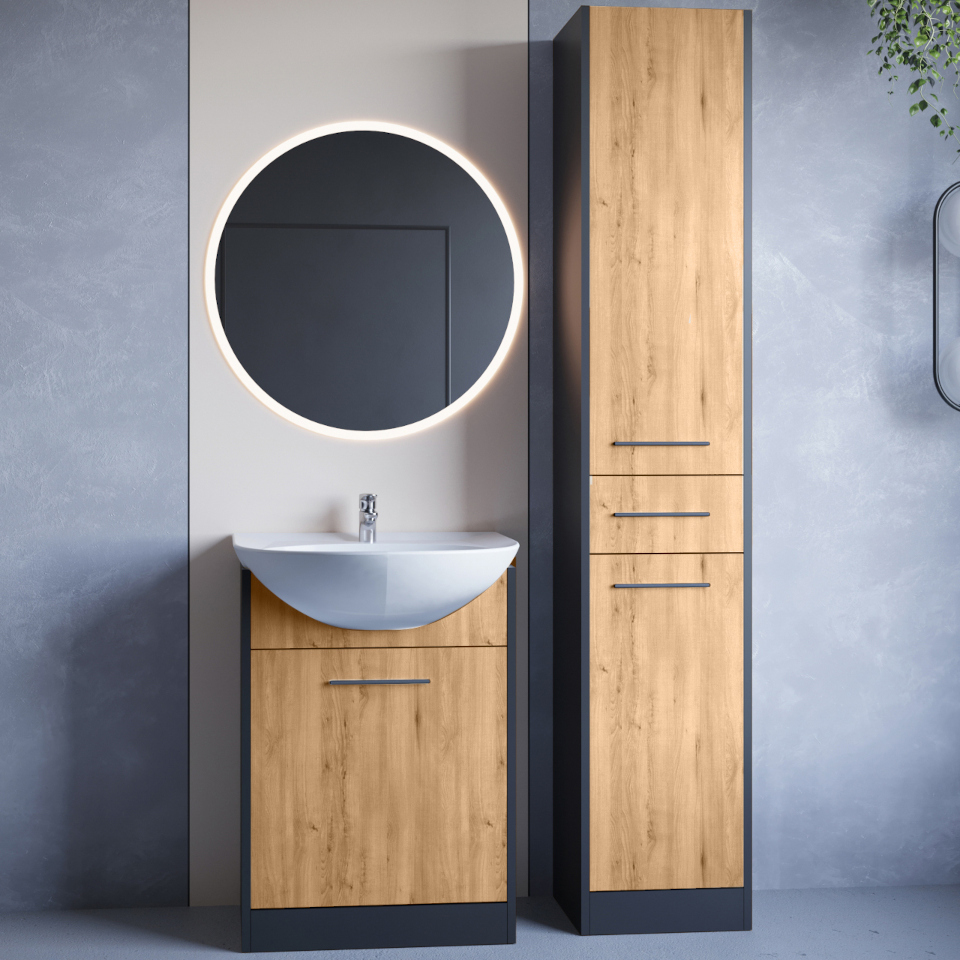 Muebles de baño artesanales negros largos Neppa