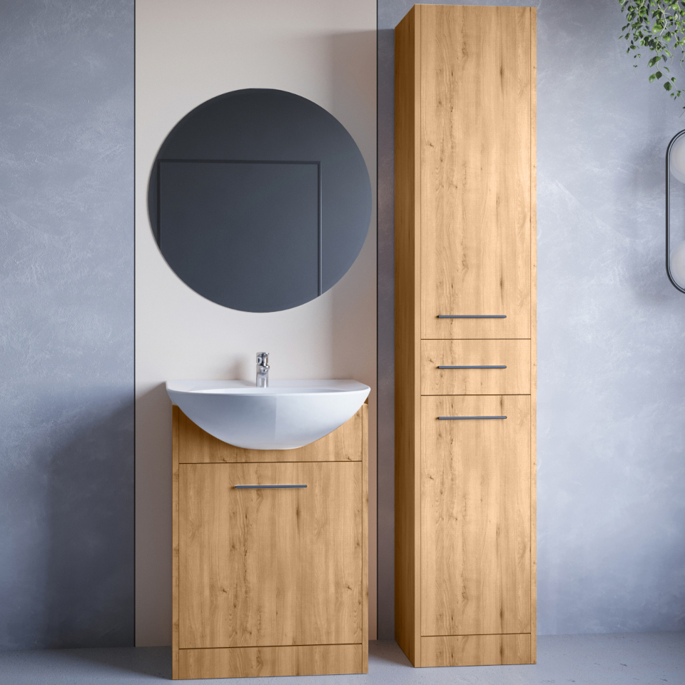 Mueble de baño con espejo laminado Neppa Roble Largo Artisan