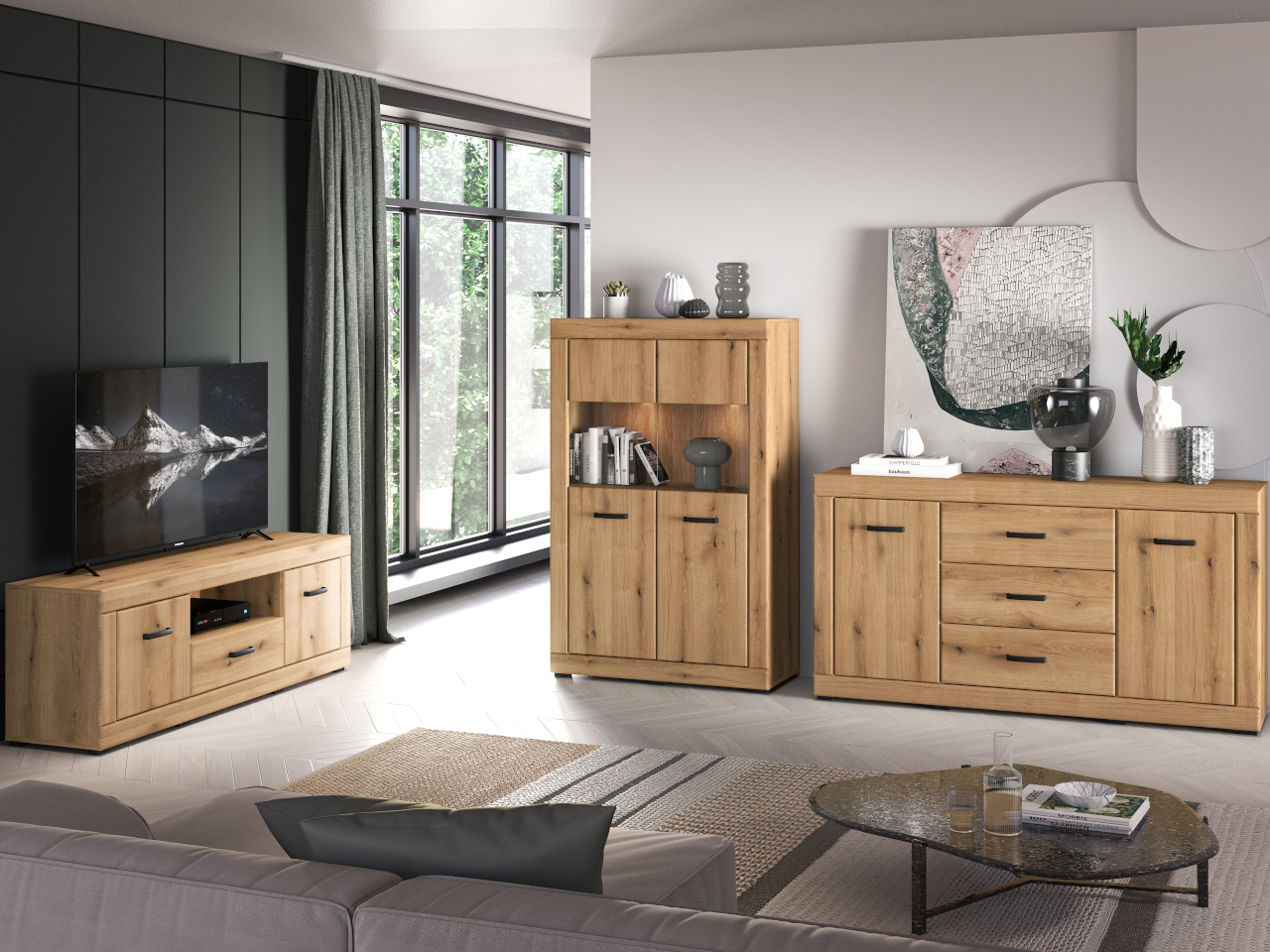 Muebles de salón Doris 1 roble evocado