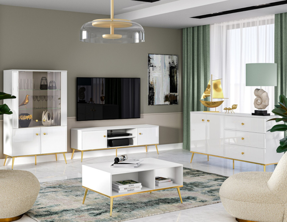 Mueble de salón Golden 1, blanco brillo