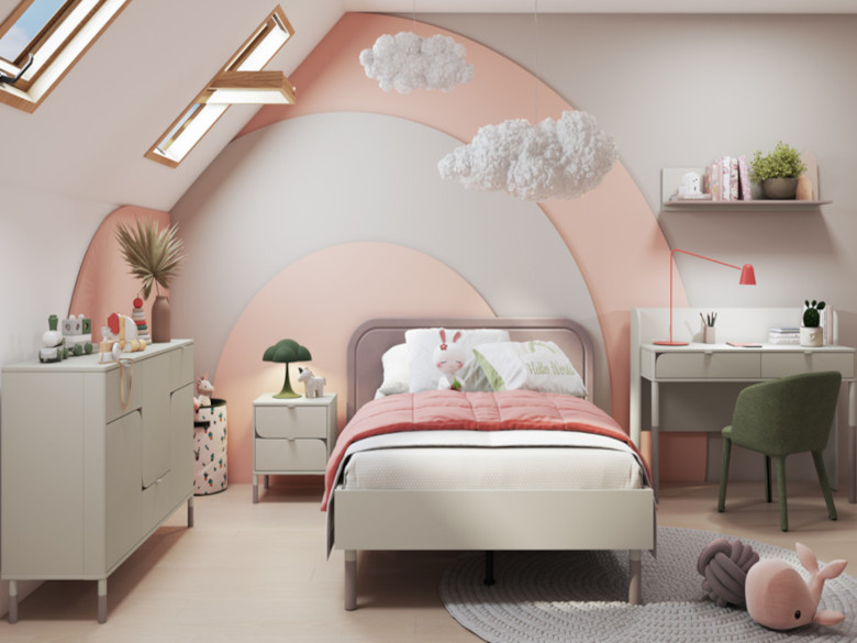 Muebles juveniles Harmony 1, color roble trufa de cachemira