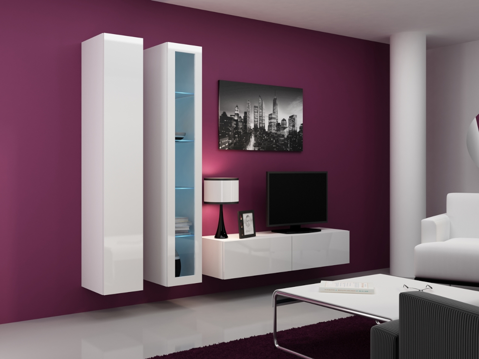 Mueble de pared Govi 10, blanco, brillo