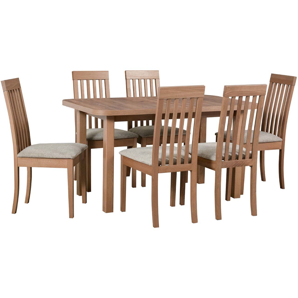 Mesa DS13 laminada en nogal claro, sillas K37 en nogal claro 35A