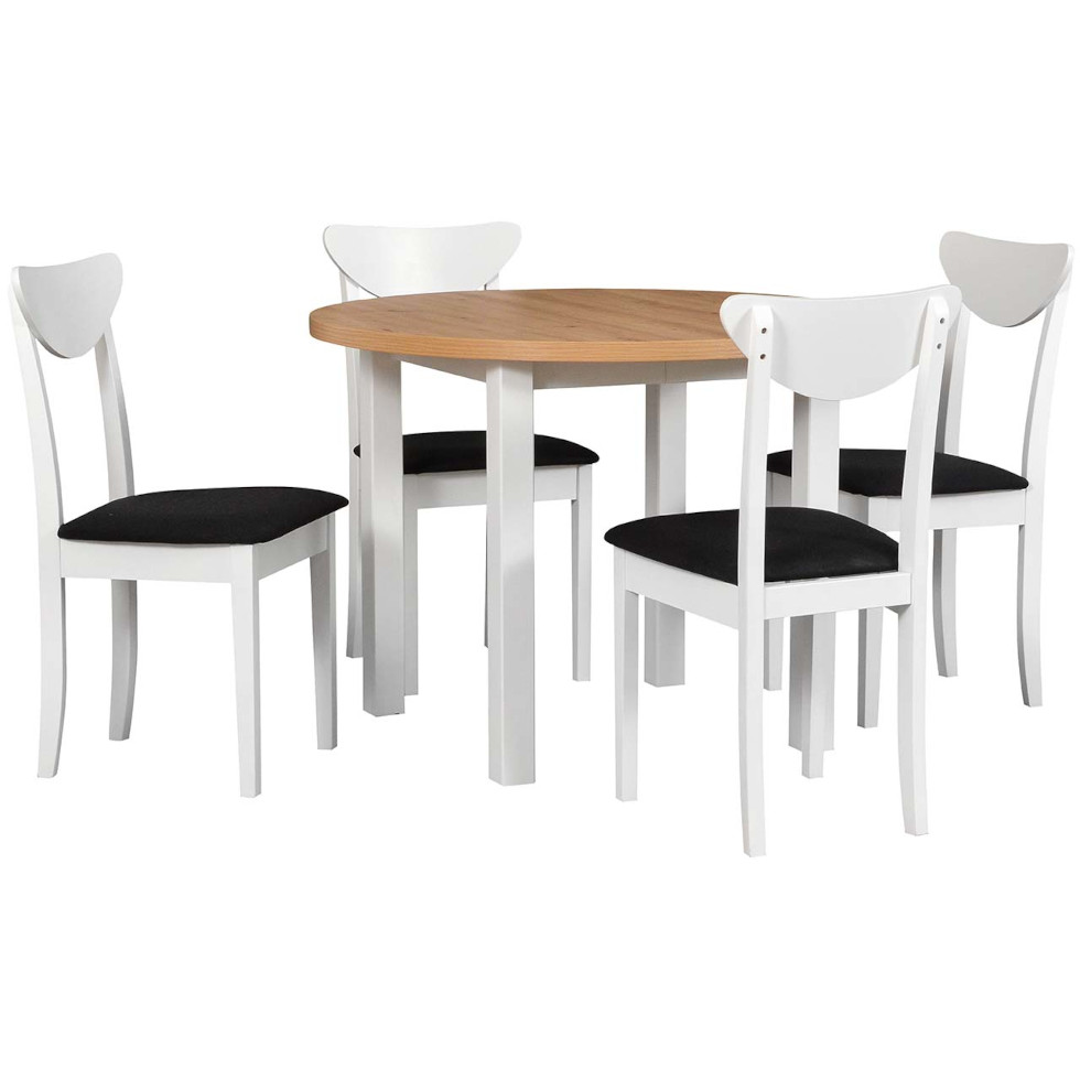 Mesa artesanal DS25 laminada blanca, sillas DK45 blancas 13B