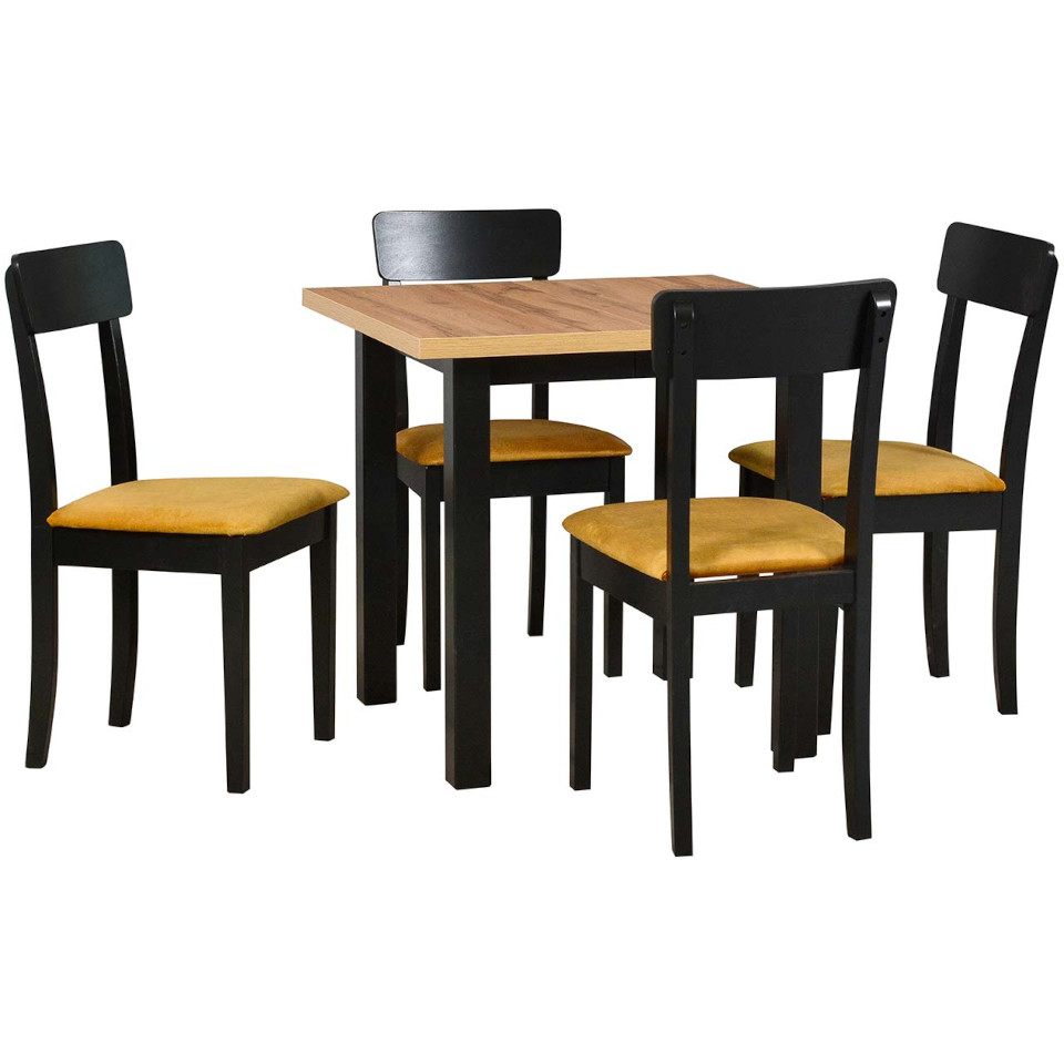 Mesa DS6 Wotan laminada negra DK44 con sillas