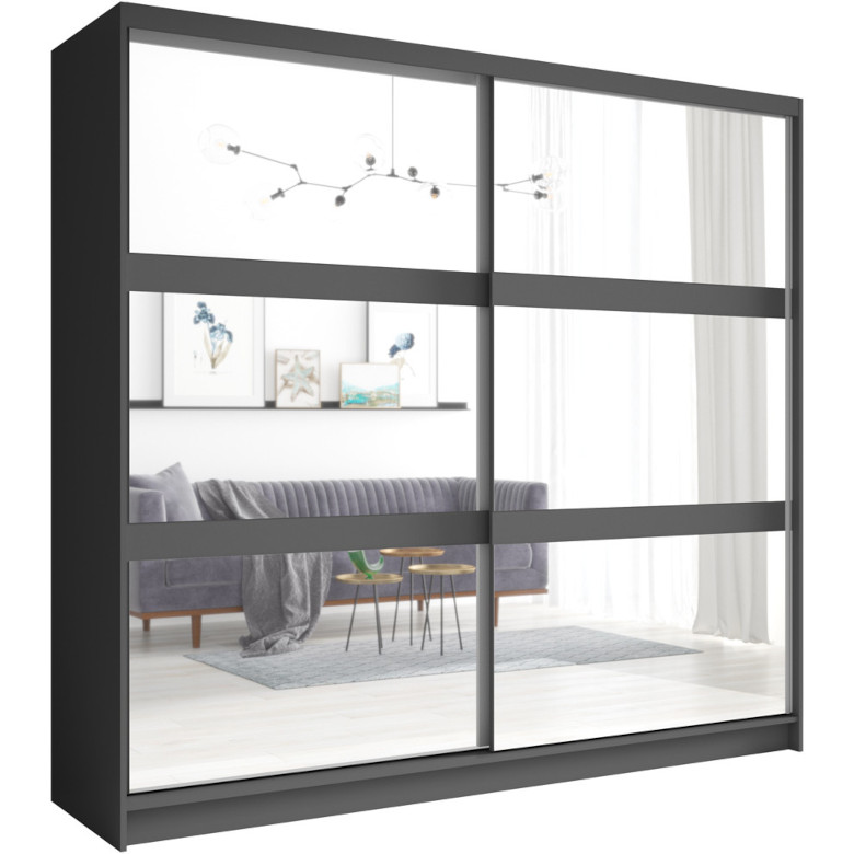 Armario corredero con espejo 230 niño 01 gris grafito