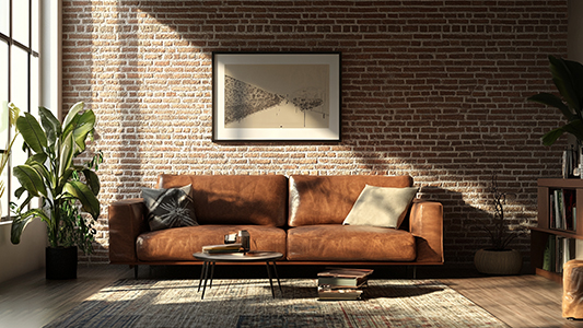 Salón con detalles de ladrillo visto: ¿qué muebles combinarán?