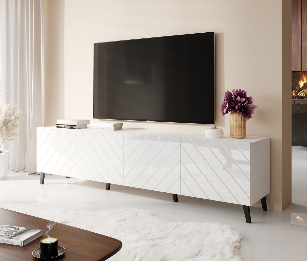 Mueble tv blanco 200 cm