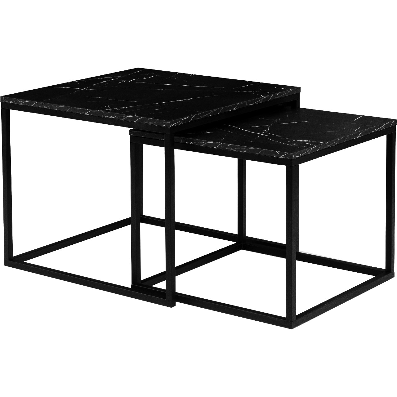 Conjunto de 2 mesas de café VEROLI VR06 negro / negro mármol
