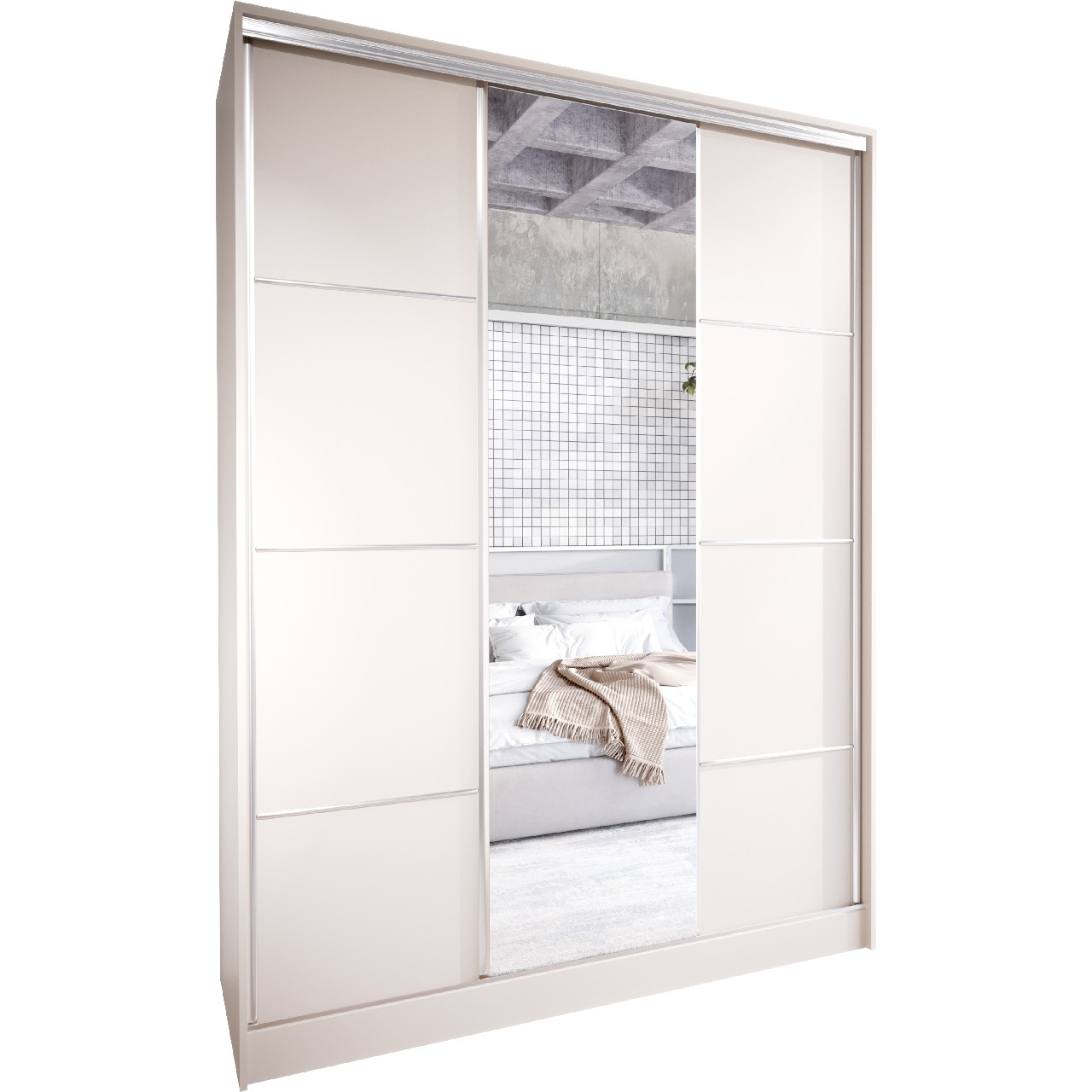 Armario de puertas correderas con espejo ELIA A 150 cachemir - tienda  Muebline