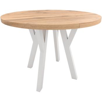 Mesa redonda ENZO 100cm extensible a 300cm roble wotan y patas blancas