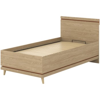 Cama con contenedor 100x200 CANDIS 54 roble aceitado / ladrillo