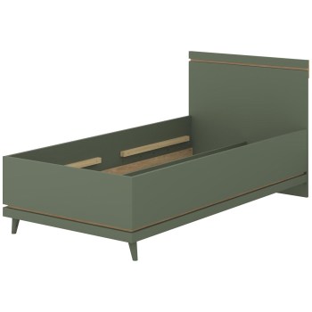 Cama 100x200 CANDIS 34 verde / roble aceitado