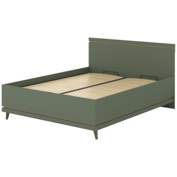 Cama con contenedor 160x200 CANDIS 51 verde / roble aceitado