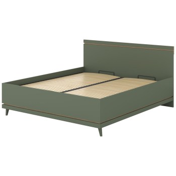 Cama con contenedor 180x200 CANDIS 52 verde / roble aceitado