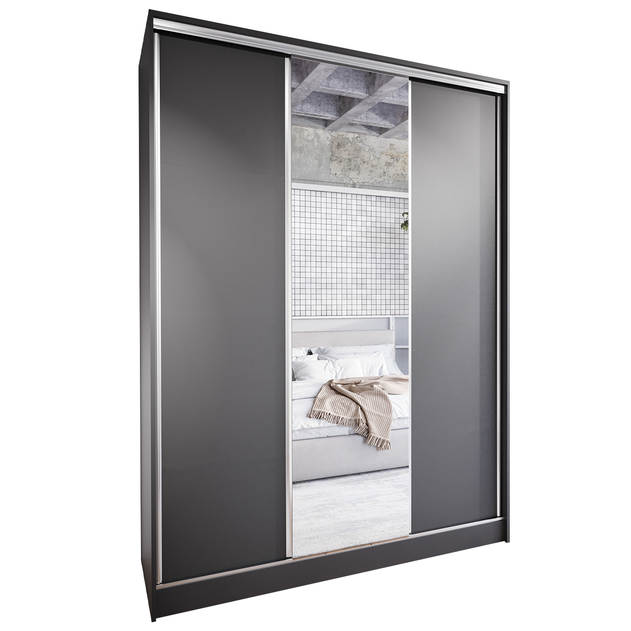 Armario con puertas correderas con espejo y cajones CORINA C 120 negro -  tienda Muebline